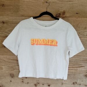 Lou & Grey Cropped White Knit Top Size Medium